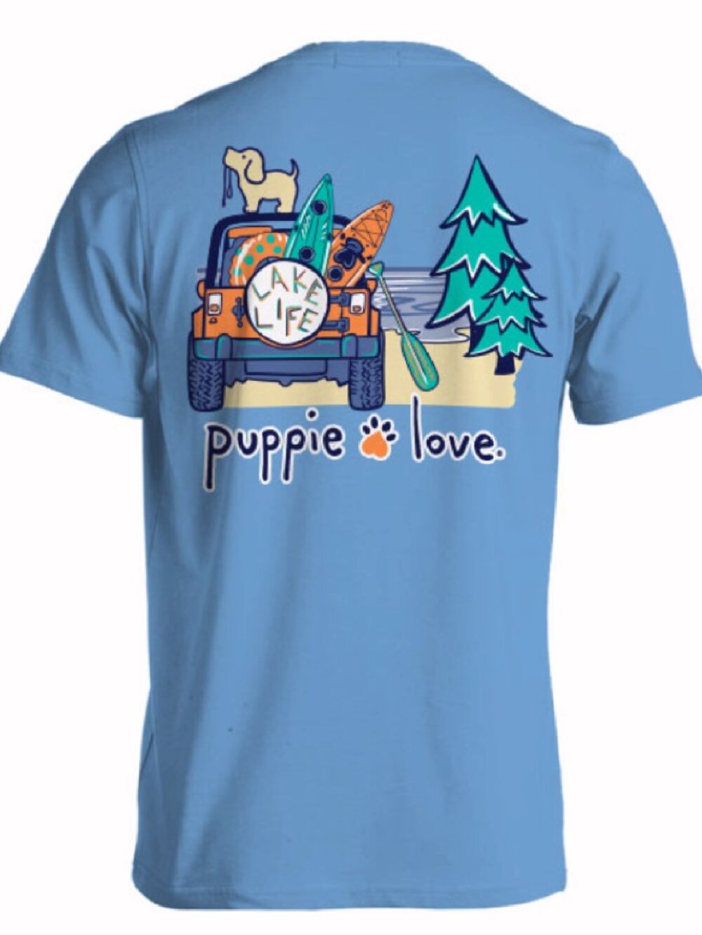 Puppie Love Dog Lake Life Off-Roading Pup Short Sleeve T-Shirt - NEW Fast Ship